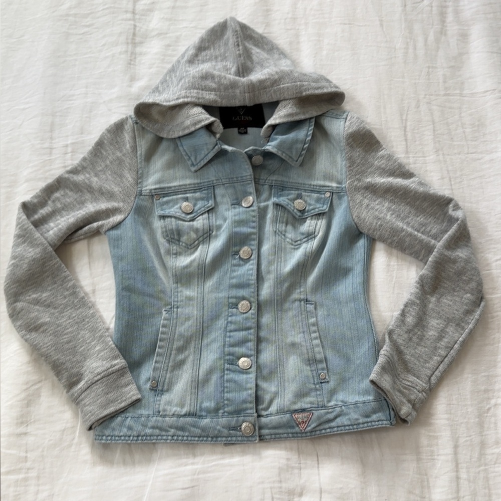 Guess Jean Jacket Classic Sweater Style with Removable Hood